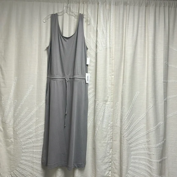 NWT Haven Well/Talbots Lt Grey Maxi dress with drawstring waist pockets - Picture 1 of 2